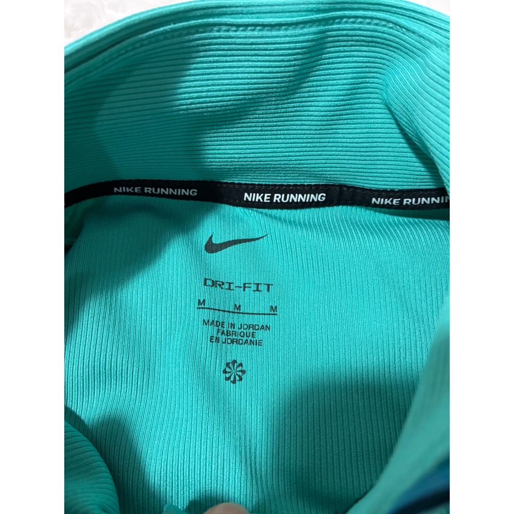 Nike Running Dri-FIT Womens Medium Teal Ribbed Quarter Zip Pullover Thumbholes - Picture 2 of 9